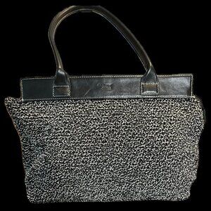 New! The Sak Elliot Luca Black & White Woven Leather Knit Purse Shoulder Bag